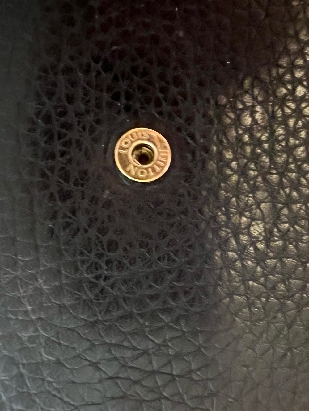 Louis Vuitton Black Pebbled Leather Compact Wallet with Gold LV Emblem - Picture 5 of 16